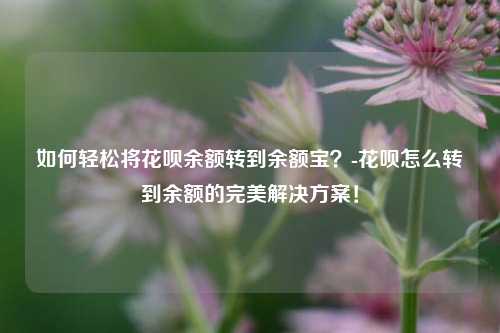 如何轻松将花呗余额转到余额宝？-花呗怎么转到余额的完美解决方案！