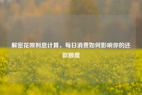 解密花呗利息计算，每日消费如何影响你的还款额度