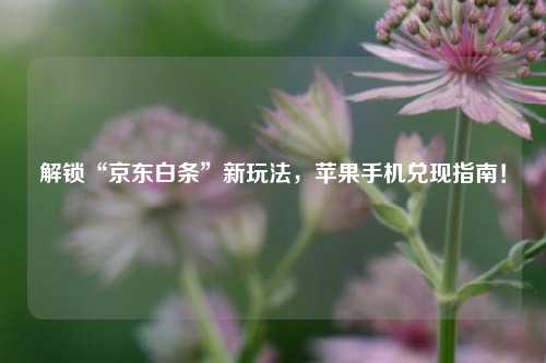 解锁“京东白条”新玩法，苹果手机兑现指南！