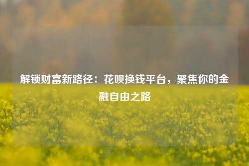 解锁财富新路径：花呗换钱平台，聚焦你的金融自由之路