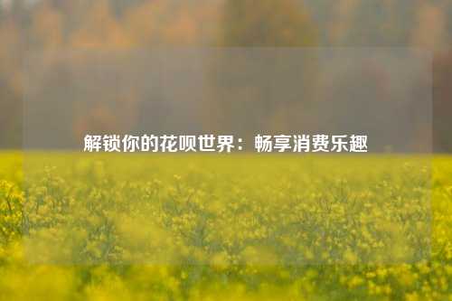 解锁你的花呗世界：畅享消费乐趣